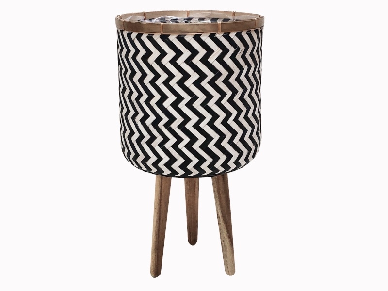 Premium Chevron Bamboo Planter with Removable Acacia Legs